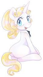 Size: 674x1199 | Tagged: safe, artist:bbtasu, imported from derpibooru, oc, oc only, oc:spica, unicorn, cute, female, looking at you, mare, simple background, smiling, solo