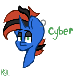 Size: 1000x1000 | Tagged: safe, artist:claudearts, imported from derpibooru, oc, oc only, oc:cyberpon3, pony, unicorn, bust, ear piercing, earring, eyeshadow, jewelry, makeup, male, piercing, portrait, punk, simple background, solo, stallion, transparent background