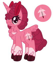 Size: 1192x1349 | Tagged: safe, artist:casanova-mew, imported from derpibooru, oc, oc only, oc:pink lady, pony, unicorn, chest fluff, female, mare, offspring, parent:big macintosh, parent:sugar belle, parents:sugarmac, simple background, solo, white background