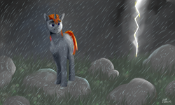 Size: 6889x4133 | Tagged: artist needed, source needed, safe, imported from derpibooru, oc, oc:maverick cloud, absurd resolution, lightning, male, rain, stallion, storm, wet mane