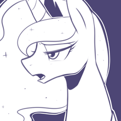 Size: 2500x2500 | Tagged: safe, artist:maren, imported from derpibooru, princess luna, alicorn, pony, bust, female, jewelry, mare, monochrome, regalia, solo