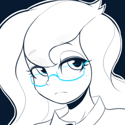 Size: 2500x2500 | Tagged: safe, alternate version, artist:maren, imported from derpibooru, princess luna, equestria girls, bust, female, glasses, monochrome, simple background, solo, vice principal luna