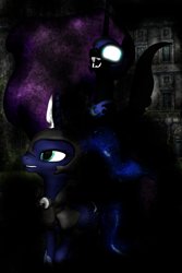 Size: 1280x1920 | Tagged: safe, artist:feuerrader-nmm, imported from derpibooru, nightmare moon, princess luna, pony, 3d, armor, duality