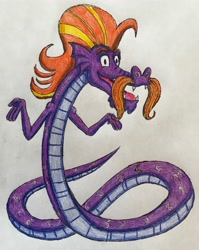 Size: 2581x3245 | Tagged: safe, artist:bozzerkazooers, imported from derpibooru, steven magnet, sea serpent, facial hair, male, moustache, solo, traditional art