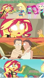 Size: 673x1187 | Tagged: safe, edit, imported from derpibooru, screencap, applejack, fluttershy, pinkie pie, rainbow dash, sunset shimmer, equestria girls, equestria girls series, forgotten friendship, jerry smith, meme, memory alteration, rick and morty, sleepy gary