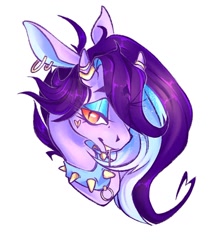 Size: 1024x1151 | Tagged: safe, artist:nebulanovia, imported from derpibooru, oc, oc only, oc:lilith(nebulanovia), pony, bust, choker, female, horns, mare, portrait, simple background, solo, spiked choker, white background