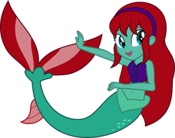 Size: 717x567 | Tagged: safe, artist:mlp-trailgrazer, imported from derpibooru, oc, oc only, oc:harmony dancer, mermaid, equestria girls, belly button, clothes, midriff, simple background, solo, tanktop, transparent background