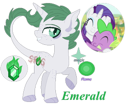 Size: 493x407 | Tagged: safe, artist:superrosey16, imported from derpibooru, rarity, spike, oc, oc:emerald, dracony, hybrid, female, interspecies offspring, male, offspring, parent:rarity, parent:spike, parents:sparity, raised hoof, shipping, simple background, son, sparity, straight, transparent background