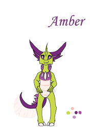 Size: 1700x2338 | Tagged: safe, artist:thebigearredbat, imported from derpibooru, oc, oc only, oc:amber, hybrid, darkverse, interspecies offspring, magical gay spawn, offspring, parent:spike, parent:thorax, parents:thoraxspike, simple background, solo, transparent background