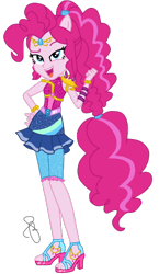 Size: 312x539 | Tagged: safe, artist:ilaria122, imported from derpibooru, part of a set, pinkie pie, equestria girls, bracelet, clothes, dress, element of laughter, female, geode of sugar bombs, guardian, high heels, jewelry, lidded eyes, looking at you, open mouth, ponied up, shoes, simple background, smiling, transparent background