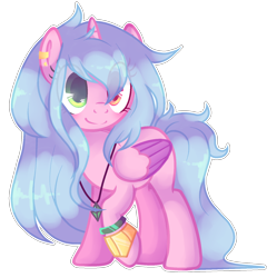 Size: 1648x1657 | Tagged: safe, artist:poppyglowest, imported from derpibooru, oc, oc only, oc:toralina, alicorn, pony, alicorn oc, colored pupils, colored wings, colored wingtips, female, heterochromia, jewelry, looking at you, mare, necklace, raised hoof, simple background, solo, transparent background