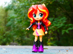 Size: 4896x3672 | Tagged: safe, artist:artofmagicpoland, imported from derpibooru, sunset shimmer, equestria girls, boots, clothes, doll, equestria girls minis, irl, photo, photography, shoes, skirt, solo, toy