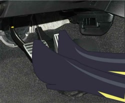 Size: 800x659 | Tagged: safe, imported from derpibooru, rarity, equestria girls, testing testing 1-2-3, boots, car, clothes, driving, feet, irl, pedal, photo, shoes, uniform, wonderbolts, wonderbolts uniform