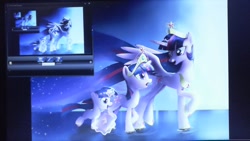 Size: 640x360 | Tagged: safe, imported from derpibooru, twilight sparkle, alicorn, pony, unicorn, droste effect, female, filly, filly twilight sparkle, mare, older, older twilight, photo, recursion, twilight sparkle (alicorn), ultimate twilight, unicorn twilight, wallpaper, younger