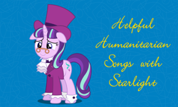 Size: 1642x994 | Tagged: artist needed, safe, edit, imported from derpibooru, snowfall frost, starlight glimmer, silly songs, song in the comments, title card, veggietales