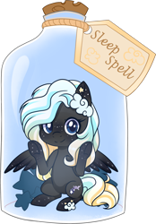 Size: 1274x1831 | Tagged: safe, artist:xwhitedreamsx, imported from derpibooru, oc, oc only, bat pony, bat pony oc, bottle, pony in a bottle, simple background, solo, transparent background