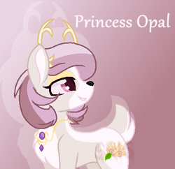 Size: 428x414 | Tagged: safe, artist:superrosey16, imported from derpibooru, oc, oc only, oc:princess opal, deer pony, hybrid, original species, female, interspecies offspring, offspring, parent:blackthorn, parent:princess celestia, parents:celesthorn, solo