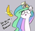 Size: 1189x1037 | Tagged: safe, artist:pabbley, imported from derpibooru, princess celestia, pony, 30 minute art challenge, banana, bananalestia, dialogue, do you like bananas?, female, food, friendship is magic bitch, glowing horn, gray background, magic, simple background, solo, telekinesis