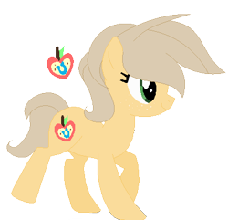 Size: 410x395 | Tagged: safe, artist:pastelmlpdrawings, imported from derpibooru, oc, oc only, oc:sweet lock, earth pony, pony, base used, cutie mark, female, freckles, mare, offspring, parent:applejack, parent:caramel, parents:carajack, simple background, solo, transparent background