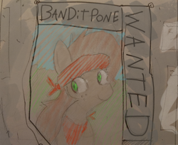 Size: 1250x1022 | Tagged: safe, artist:nignogs, imported from derpibooru, oc, bandana, bandit, clothes, scarf, traditional art, wanted poster