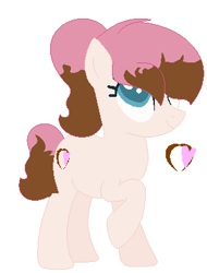 Size: 301x397 | Tagged: safe, artist:pastelmlpdrawings, imported from derpibooru, oc, oc only, oc:cinamoon pie, earth pony, pony, base used, colored pupils, female, mare, offspring, parent:cheese sandwich, parent:pinkie pie, parents:cheesepie, raised hoof, simple background, solo, white background