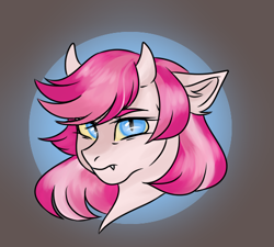 Size: 500x450 | Tagged: safe, artist:jadejellie, imported from derpibooru, oc, oc only, pony, bust, female, horns, portrait, solo, yellow sclera