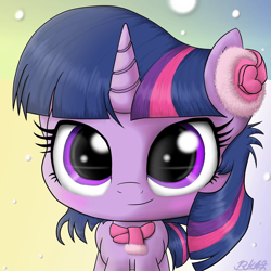 Size: 2000x2000 | Tagged: safe, artist:phoenixrk49, imported from derpibooru, twilight sparkle, pony, unicorn, clothes, cute, earmuffs, female, looking at you, mare, scarf, smiling, solo, twiabetes