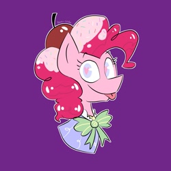 Size: 2000x2000 | Tagged: safe, artist:screamingforest, imported from derpibooru, pinkie pie, pony, bust, female, heart eyes, high res, portrait, purple background, simple background, solo, tongue out, wingding eyes