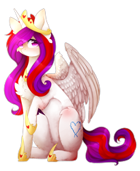 Size: 1532x1864 | Tagged: safe, artist:twinkepaint, imported from derpibooru, oc, oc only, oc:shayde, alicorn, pony, chest fluff, crown, female, jewelry, mare, regalia, simple background, sitting, solo, transparent background