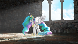 Size: 2560x1440 | Tagged: safe, artist:adorveya, imported from derpibooru, princess celestia, pony, 3d, female, solo, source filmmaker