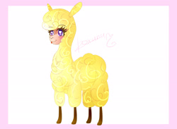 Size: 2600x1900 | Tagged: safe, artist:sweethearts11, imported from derpibooru, paprika paca, alpaca, them's fightin' herds, female, heart eyes, paprika (tfh), smiling, solo, tongue out, wingding eyes