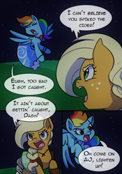 Size: 700x1000 | Tagged: safe, artist:little-tweenframes, deleted from derpibooru, imported from derpibooru, applejack, rainbow dash, comic:night at the gala, comic:night at the gala: the breakup, series:cloudsdale symphony, clothes, comic, dress