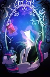 Size: 485x750 | Tagged: safe, artist:beardie, imported from derpibooru, twilight sparkle, book, crying, falling, mirror