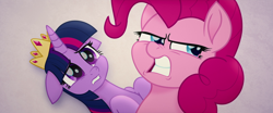 Size: 1902x793 | Tagged: safe, imported from derpibooru, screencap, pinkie pie, twilight sparkle, alicorn, my little pony: the movie, duo, floppy ears, out of context, twilight sparkle (alicorn)