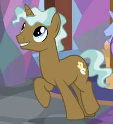 Size: 520x572 | Tagged: safe, imported from derpibooru, screencap, clever musings, pony, unicorn, school daze, background pony, cropped, friendship student, male, raised hoof, solo focus, stallion, walking