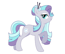 Size: 1200x1000 | Tagged: safe, artist:guzzlord, imported from derpibooru, oc, oc only, oc:opalescence, earth pony, pony, female, hair bun, hairpin, magical lesbian spawn, mare, next generation, offspring, parent:coco pommel, parent:maud pie, parents:marshmallow coco, raised hoof, simple background, solo, transparent background