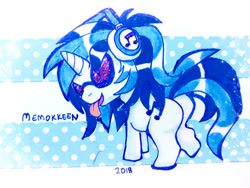 Size: 1000x750 | Tagged: safe, artist:memokkeen, imported from derpibooru, dj pon-3, vinyl scratch, pony, female, headphones, solo, tongue out