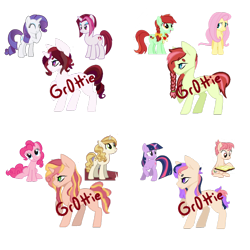 Size: 894x894 | Tagged: safe, artist:companionadopts, imported from derpibooru, candy apples, cayenne, fluttershy, pinkie pie, rarity, raspberry vinaigrette, sweet biscuit, twilight sparkle, oc, apple family member, magical lesbian spawn, offspring, parent:candy apples, parent:cayenne, parent:fluttershy, parent:pinkie pie, parent:rarity, parent:raspberry vinaigrette, parent:sweet biscuit, parent:twilight sparkle, parents:candyshy, parents:cayennity, parents:sweetie pie, parents:twiberry, simple background, transparent background