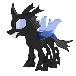 Size: 500x500 | Tagged: safe, artist:ashidaru, imported from derpibooru, changeling, blue changeling, fangs, simple background, solo, transparent background