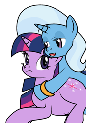 Size: 322x459 | Tagged: safe, artist:dekomaru, edit, imported from derpibooru, trixie, twilight sparkle, pony, unicorn, tumblr:ask twixie, ask, cropped, female, lesbian, pregnant, shipping, tumblr, twixie