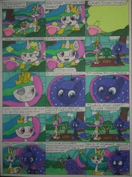 Size: 1440x1933 | Tagged: safe, artist:eternaljonathan, imported from derpibooru, princess celestia, princess luna, canterlot, chips, comic, food, garden, green hooves, ink, mushroom, picnic, sandwich, traditional art