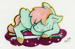 Size: 3316x2184 | Tagged: safe, artist:vepra, deleted from derpibooru, imported from derpibooru, pegasus, pony, sleeping, sword, weapon