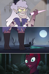 Size: 1365x2051 | Tagged: safe, edited screencap, imported from derpibooru, screencap, tempest shadow, demon, unicorn, my little pony: the movie, broken horn, comic, horn, meteora butterfly, monster, screencap comic, shocked, shocked expression, spoilers for another series, star vs the forces of evil