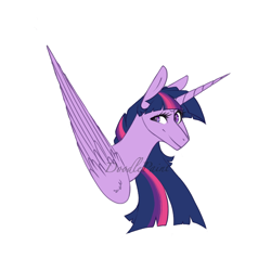 Size: 768x768 | Tagged: safe, artist:doodlepaintdraws, imported from derpibooru, twilight sparkle, alicorn, pony, bust, female, portrait, simple background, solo, twilight sparkle (alicorn), white background