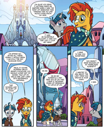 Size: 966x1189 | Tagged: safe, artist:tonyfleecs, idw, imported from derpibooru, stygian, sunburst, pony, unicorn, legends of magic, spoiler:comic, spoiler:comiclom12, crystal castle, crystal empire, dork, duo, male, official comic, stallion, talking