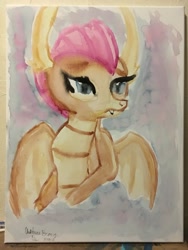 Size: 3024x4032 | Tagged: safe, artist:chiptunebrony, imported from derpibooru, smolder, dragon, school daze, spoiler:s08, bust, canvas, dragoness, female, photo, portrait, traditional art, watercolor painting