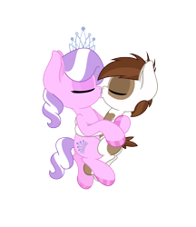 Size: 4331x5006 | Tagged: safe, anonymous artist, imported from derpibooru, diamond tiara, pipsqueak, earth pony, pony, absurd resolution, colored hooves, colt, cuddling, duo, eyes closed, female, filly, foal, hoof polish, hug, kiss on the lips, kissing, male, nail polish, piptiara, shipping, simple background, straight, transparent background