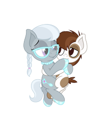 Size: 4331x5006 | Tagged: safe, anonymous artist, imported from derpibooru, pipsqueak, silver spoon, earth pony, pony, absurd resolution, colt, cuddling, female, fetish, filly, glasses, hoof fetish, hoof polish, hoof sucking, hug, male, nail polish, silversqueak, simple background, transparent background