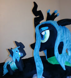 Size: 1500x1645 | Tagged: safe, artist:agatrix, artist:top plush, imported from derpibooru, queen chrysalis, alicorn, changeling, chibi, female, irl, micro, photo, plushie, size difference