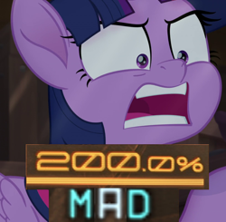 Size: 820x803 | Tagged: safe, edit, edited screencap, editor:watermelon changeling, imported from derpibooru, screencap, twilight sparkle, alicorn, pony, my little pony: the movie, 200% mad, angry, caption, expand dong, exploitable meme, female, furious, image macro, meme, open mouth, solo, surprised, twilight sparkle (alicorn)